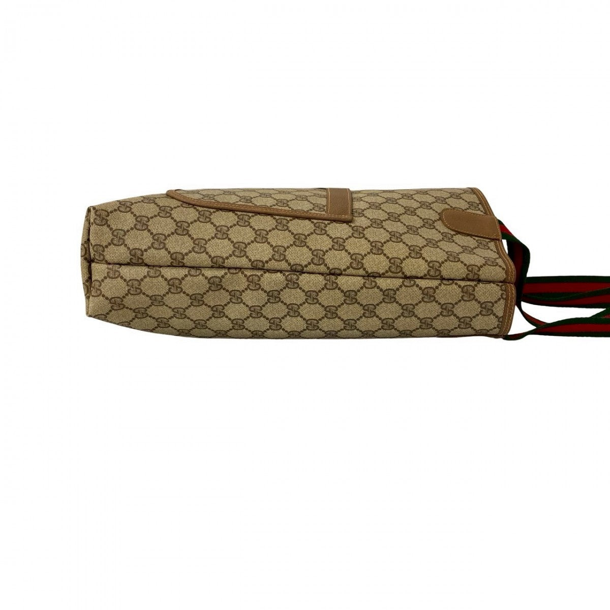 GUCCI Tote Bag Leather, PVC Brown GG logo Metal Sherry line Women Used Authentic