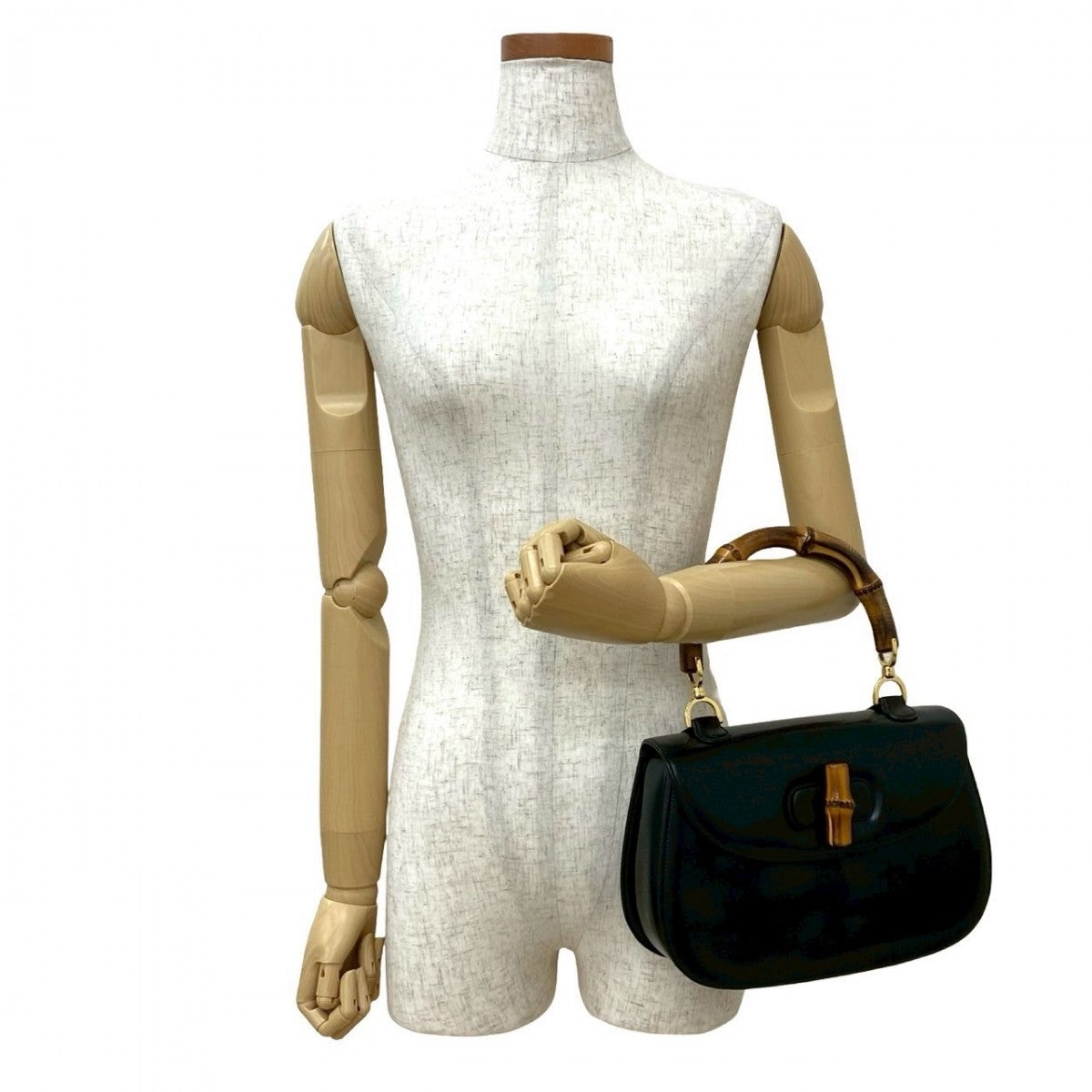 GUCCI Handbag leather black Bamboo