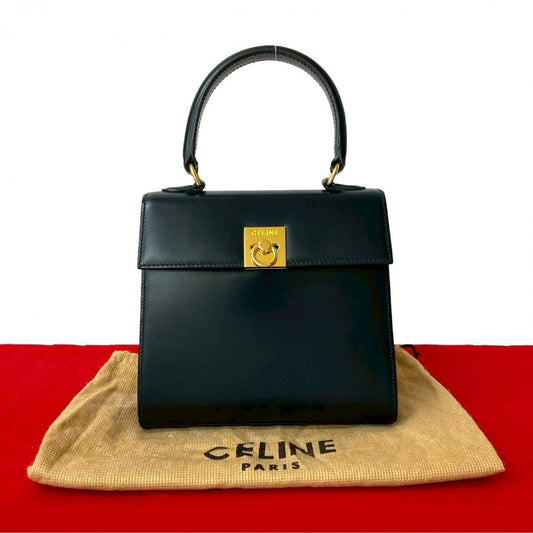 CELINE Shoulder Bag leather Navy