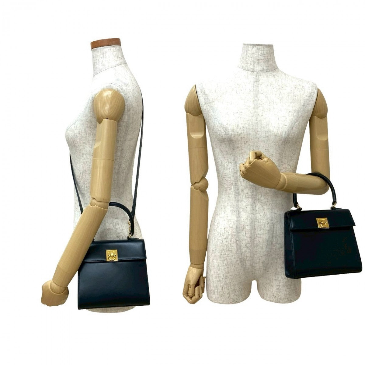 CELINE Shoulder Bag leather Navy