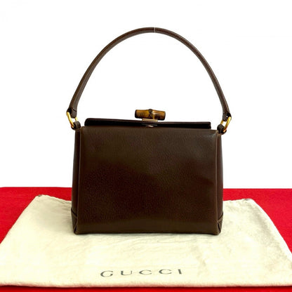 GUCCI Handbag leather Brown Bamboo