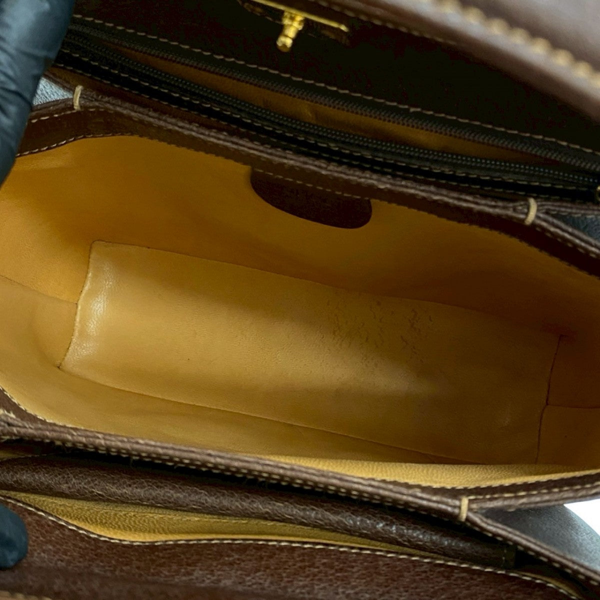 GUCCI Handbag leather Brown Bamboo