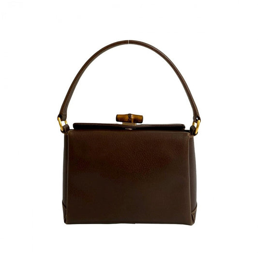 GUCCI Handbag leather Brown Bamboo