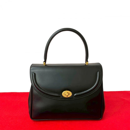 GUCCI Handbag Calfskin, Leather black GG logo Metal Women Used Authentic