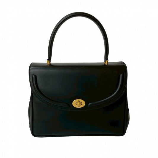 GUCCI Handbag Calfskin, Leather black GG logo Metal Women Used Authentic