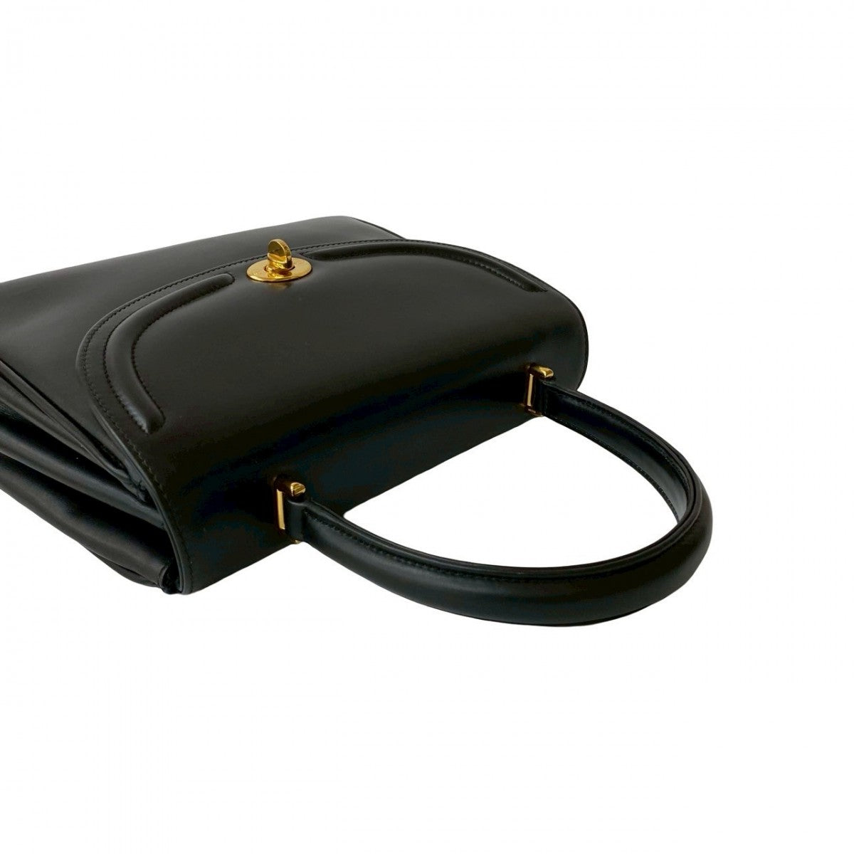 GUCCI Handbag Calfskin, Leather black GG logo Metal Women Used Authentic