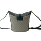 GUCCI Shoulder Bag leather Navy Sherry line