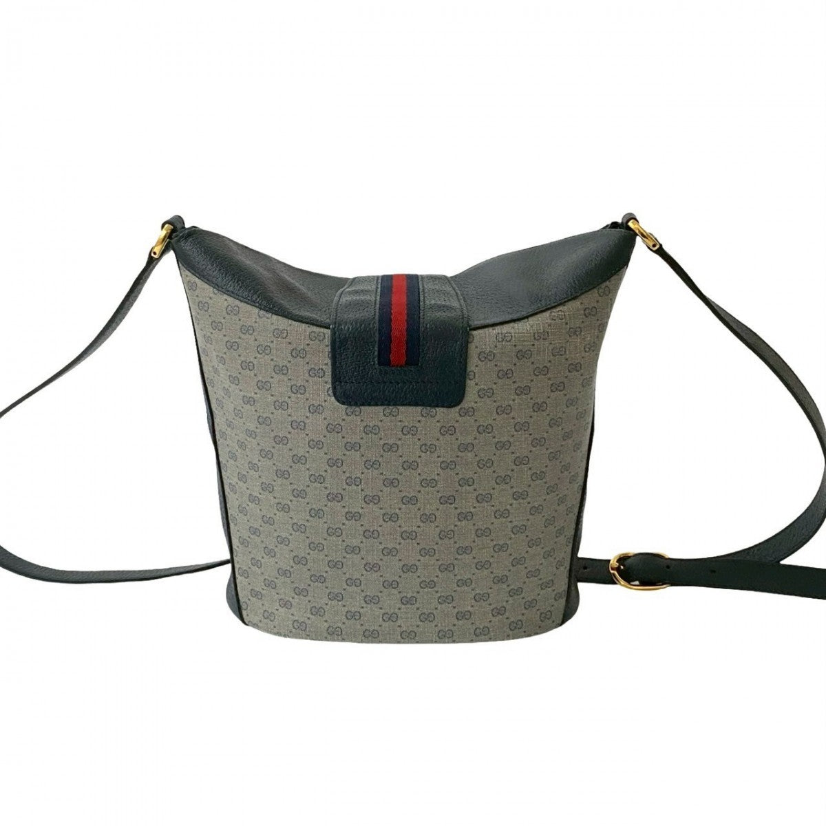 GUCCI Shoulder Bag leather Navy Sherry line