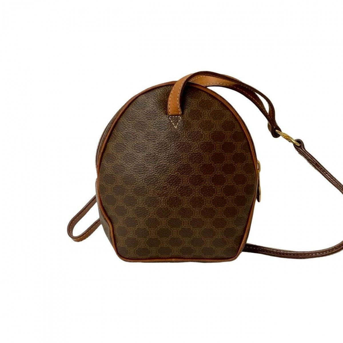CELINE Shoulder Bag Leather, PVC Brown Macadam Blason Triomphe Pattern Women Used Authentic