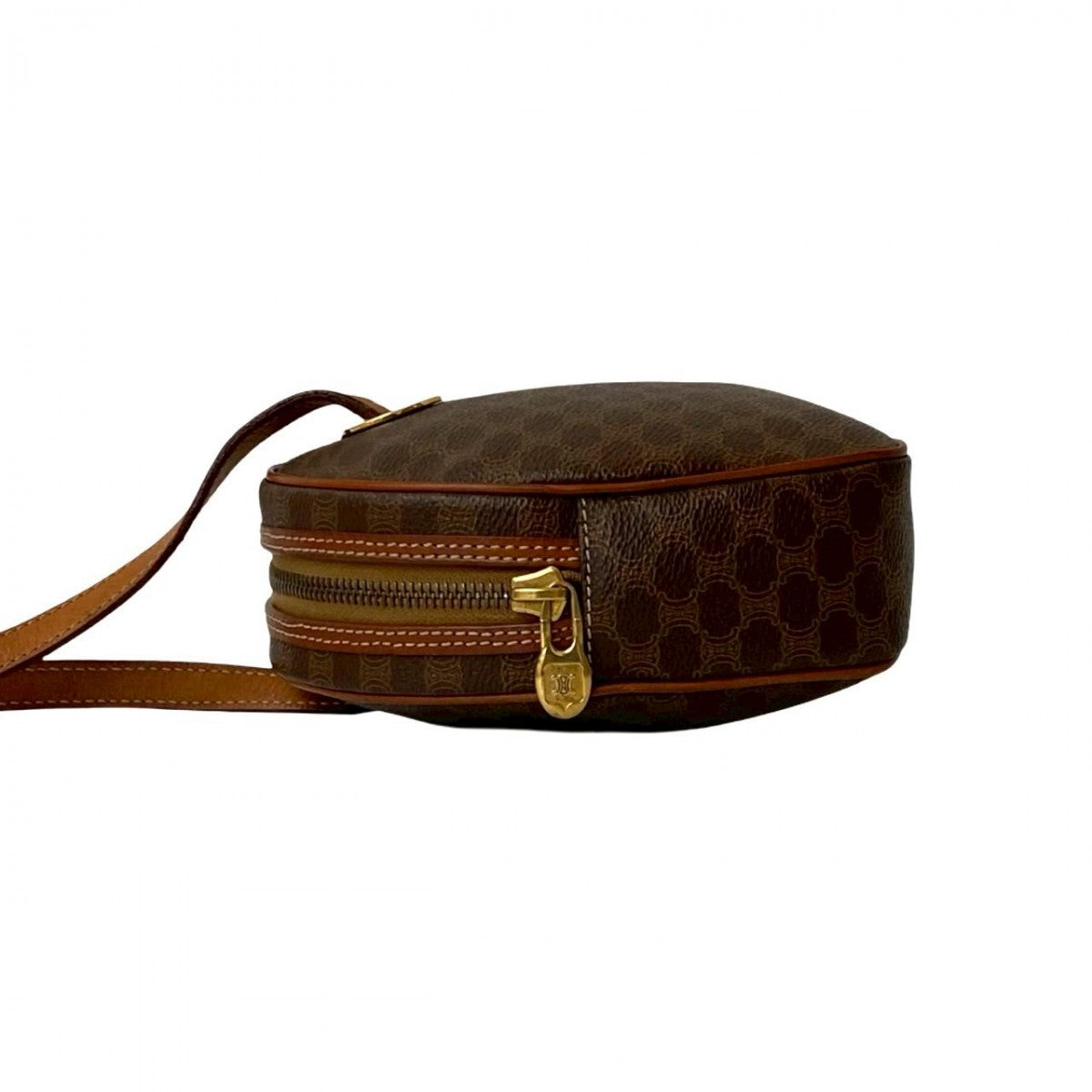 CELINE Shoulder Bag Leather, PVC Brown Macadam Blason Triomphe Pattern Women Used Authentic