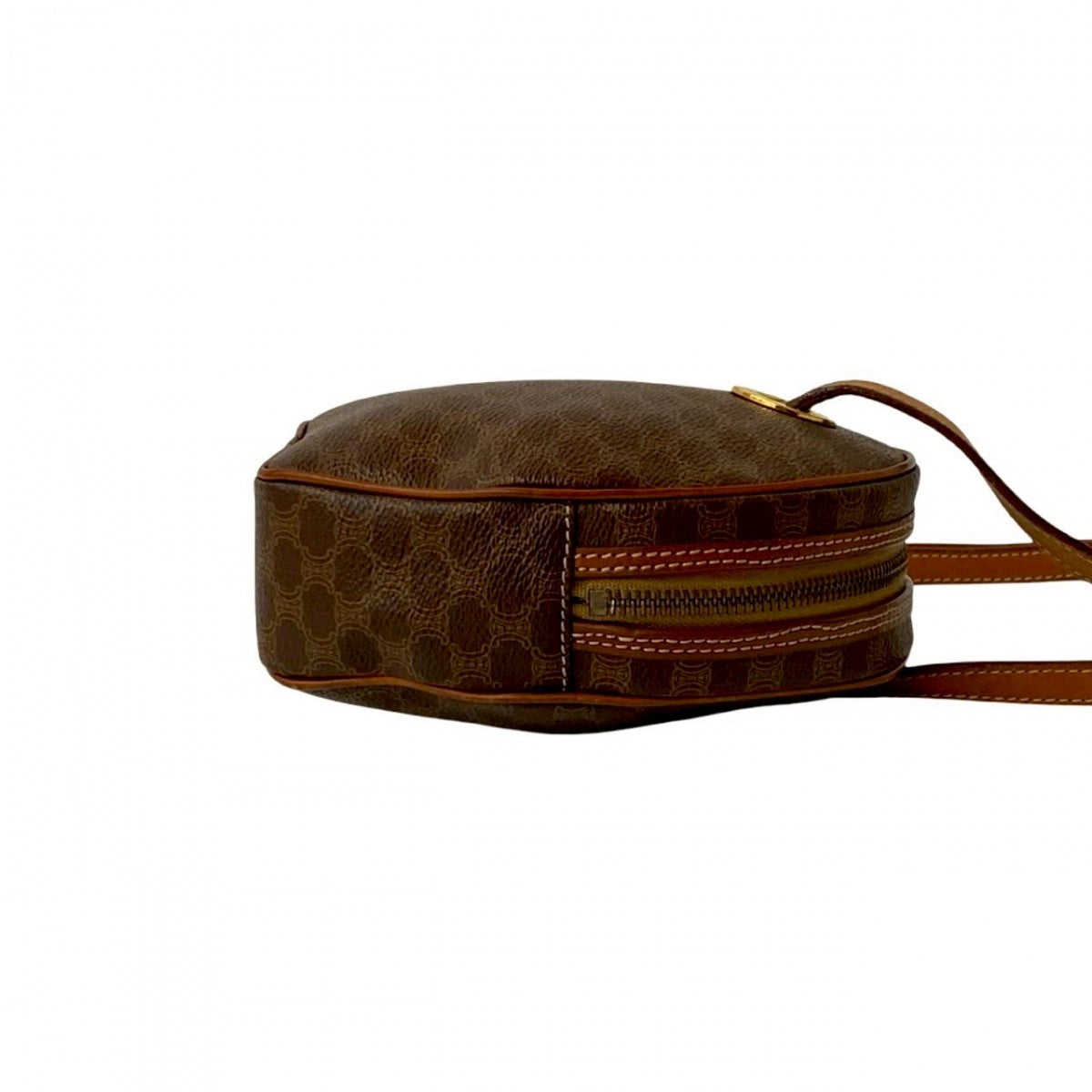 CELINE Shoulder Bag Leather, PVC Brown Macadam Blason Triomphe Pattern Women Used Authentic