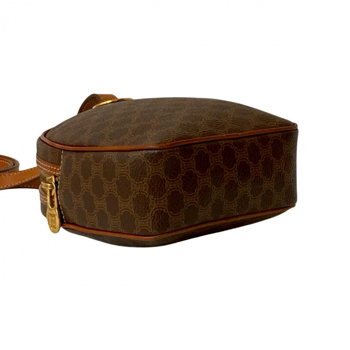 CELINE Shoulder Bag Leather, PVC Brown Macadam Blason Triomphe Pattern Women Used Authentic