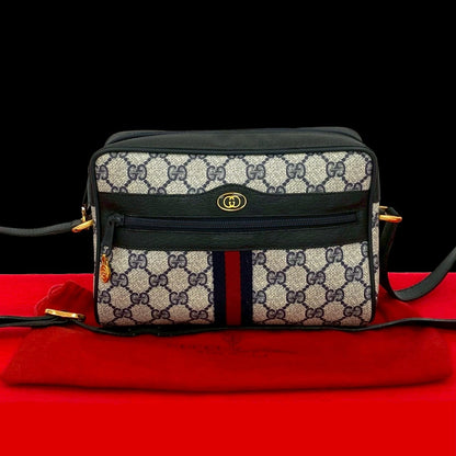 GUCCI Shoulder Bag leather black Sherry line