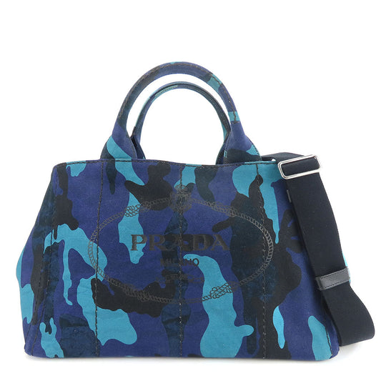 PRADA Handbag B2642B canvas Blue type Canapa Women Used Authentic