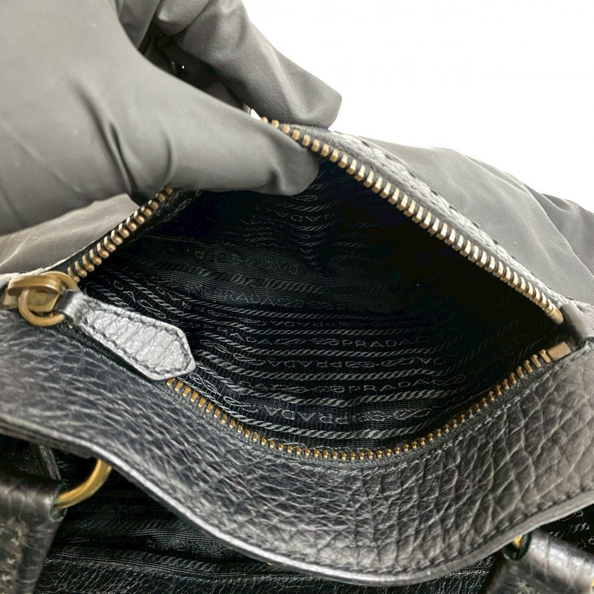 PRADA Shoulder Bag leather black