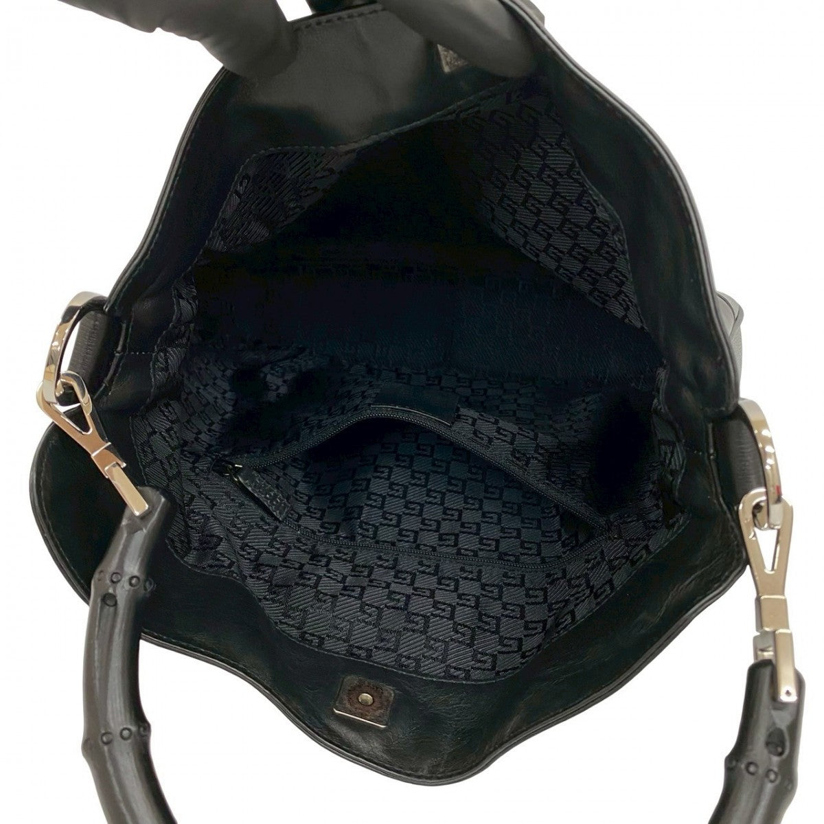 GUCCI Shoulder Bag leather black Bamboo
