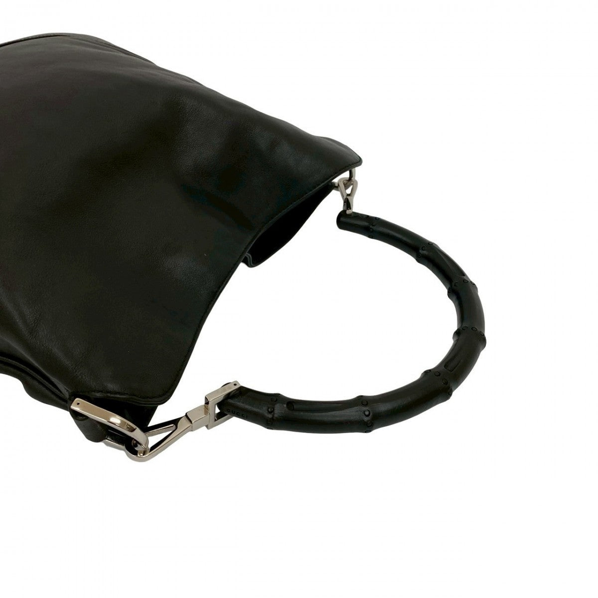 GUCCI Shoulder Bag leather black Bamboo