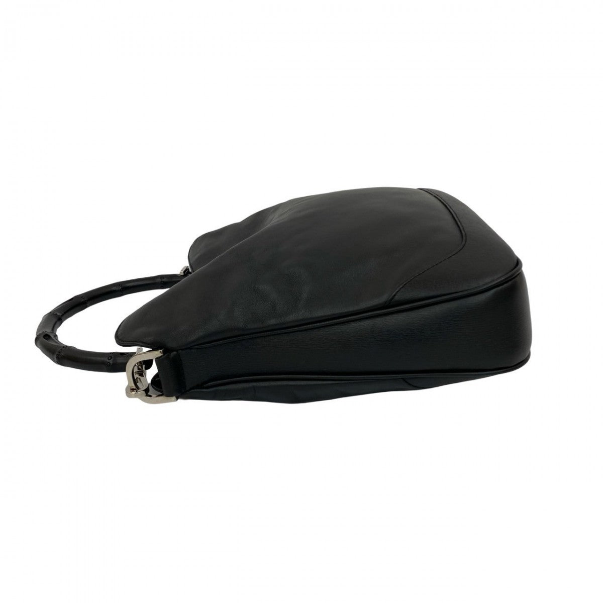 GUCCI Shoulder Bag leather black Bamboo