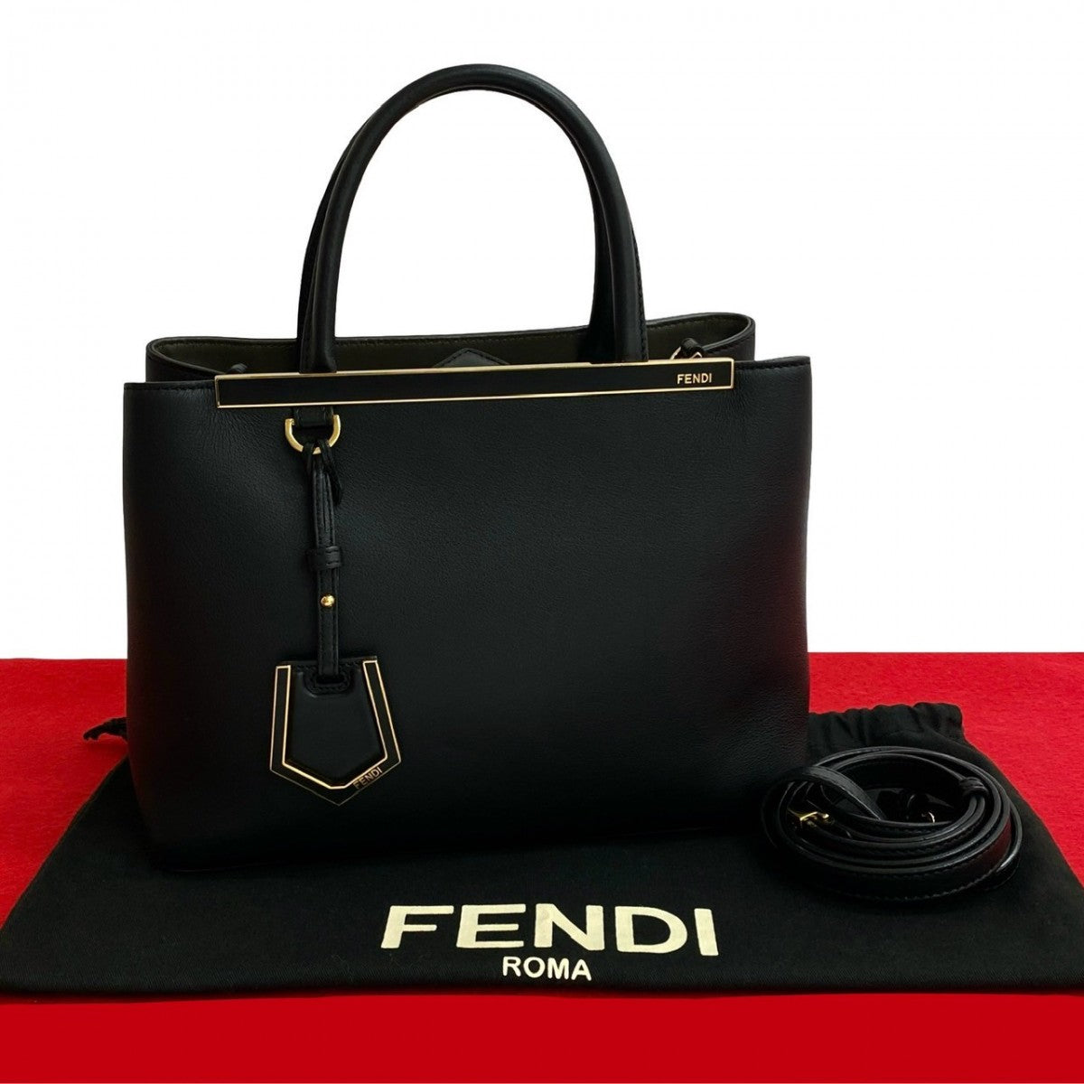 FENDI Shoulder Bag leather black Petite to Jules