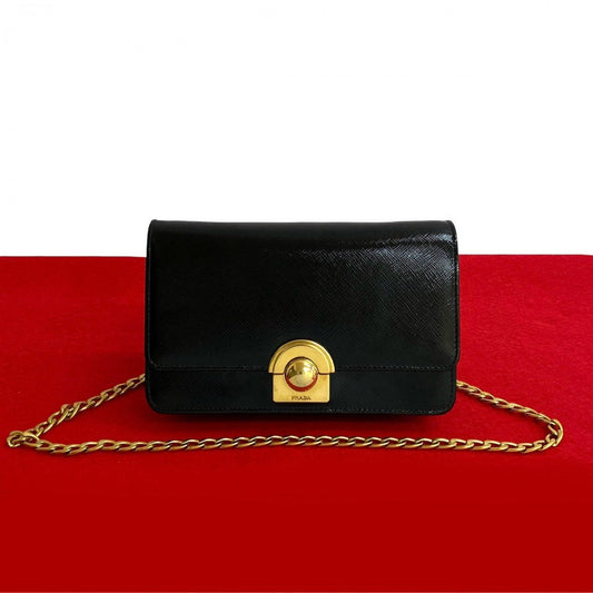 PRADA Shoulder Bag leather black