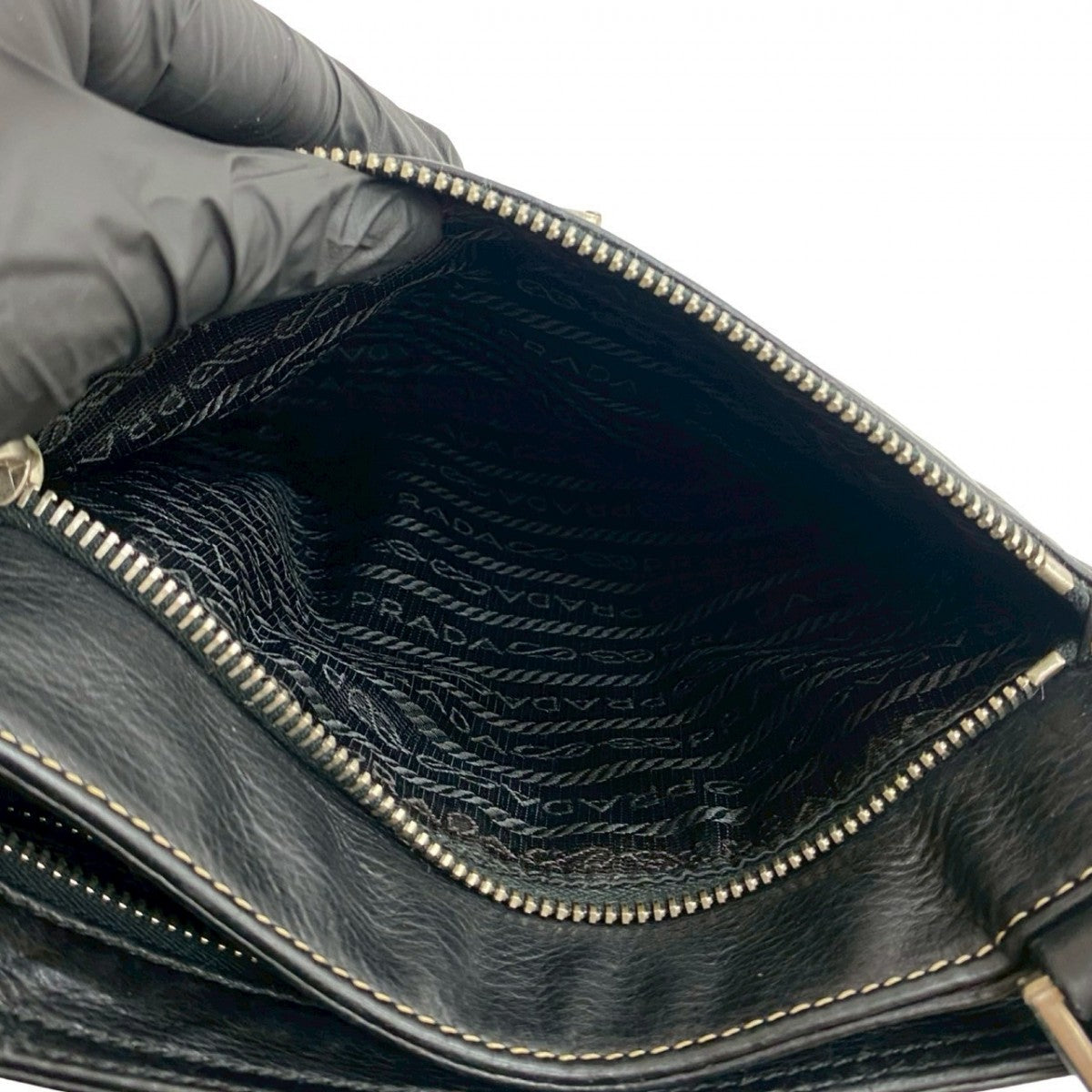PRADA Shoulder Bag leather black