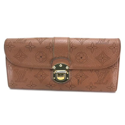 LOUIS VUITTON Long Wallet Purse M58124 monogram mahina leather Brown Two fold Mahina Clutch Amelia Women Used Authentic