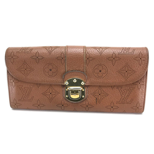 LOUIS VUITTON Long Wallet Purse M58124 monogram mahina leather Brown Two fold Mahina Clutch Amelia Women Used Authentic
