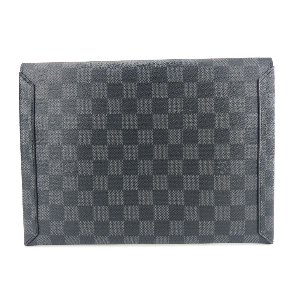 LOUIS VUITTON business bag N60255 Damier Grafitte black Alpha Triple Pouch mens(Unisex) Used Authentic