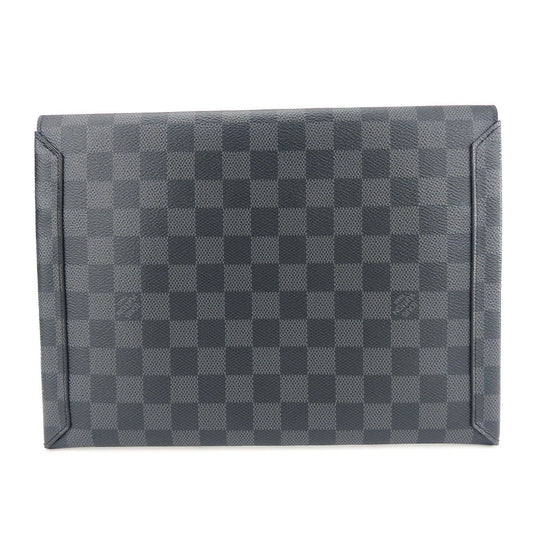 LOUIS VUITTON business bag N60255 Damier Grafitte black Alpha Triple Pouch mens(Unisex) Used Authentic