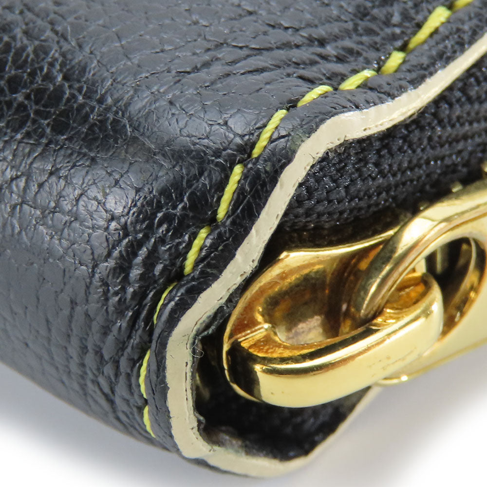 LOUIS VUITTON Long Wallet Purse M93029 leather black Suhari Zippy wallet Women Used Authentic