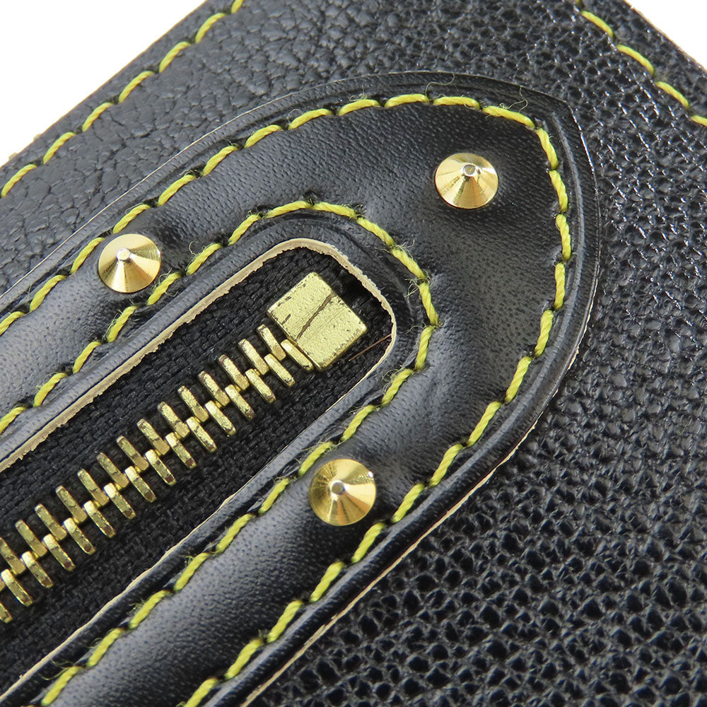 LOUIS VUITTON Long Wallet Purse M93029 leather black Suhari Zippy wallet Women Used Authentic