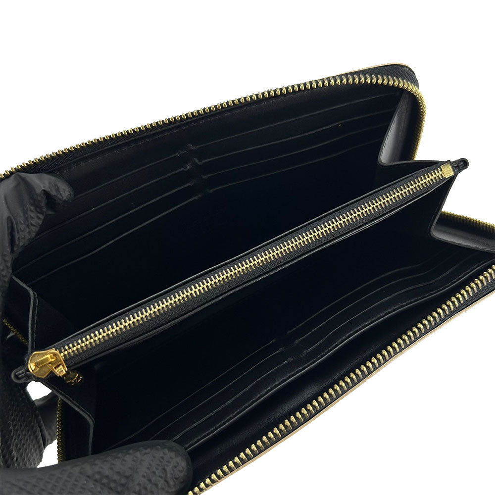 LOUIS VUITTON Long Wallet Purse M93029 leather black Suhari Zippy wallet Women Used Authentic