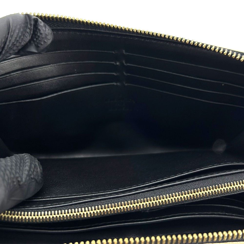 LOUIS VUITTON Long Wallet Purse M93029 leather black Suhari Zippy wallet Women Used Authentic