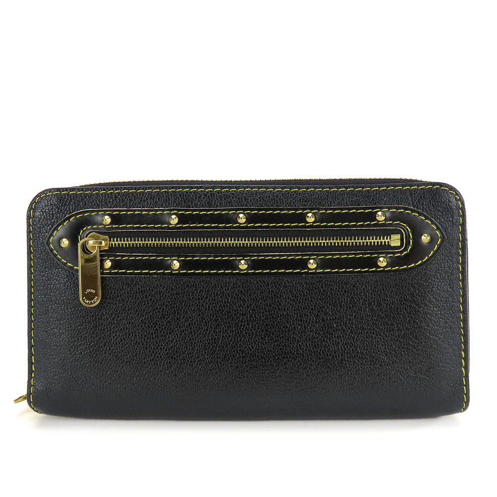 LOUIS VUITTON Long Wallet Purse M93029 leather black Suhari Zippy wallet Women Used Authentic