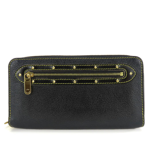 LOUIS VUITTON Long Wallet Purse M93029 leather black Suhari Zippy wallet Women Used Authentic