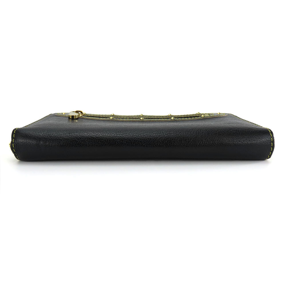 LOUIS VUITTON Long Wallet Purse M93029 leather black Suhari Zippy wallet Women Used Authentic