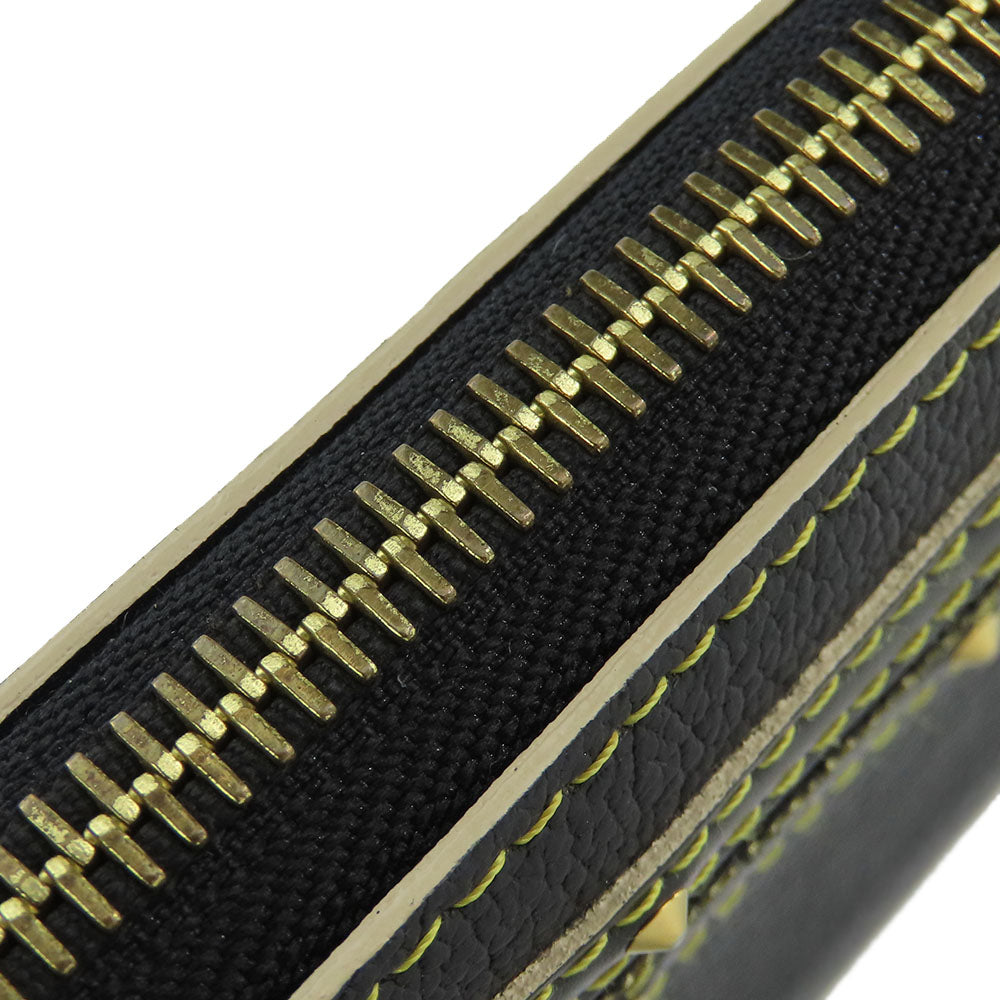 LOUIS VUITTON Long Wallet Purse M93029 leather black Suhari Zippy wallet Women Used Authentic