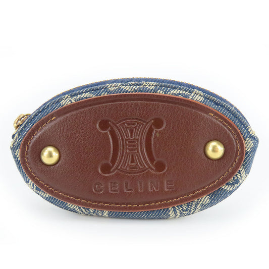 CELINE Coin case Denim, Leather blue Macadam Women Used Authentic