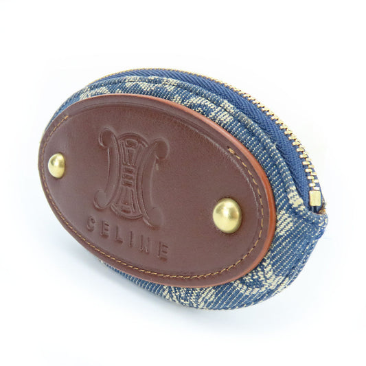 CELINE Coin case Denim, Leather blue Macadam Women Used Authentic