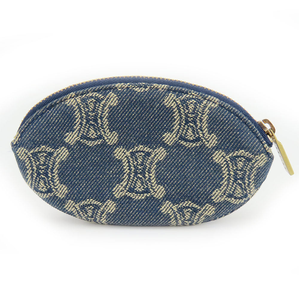 CELINE Coin case Denim, Leather blue Macadam Women Used Authentic
