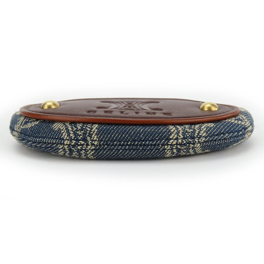 CELINE Coin case Denim, Leather blue Macadam Women Used Authentic