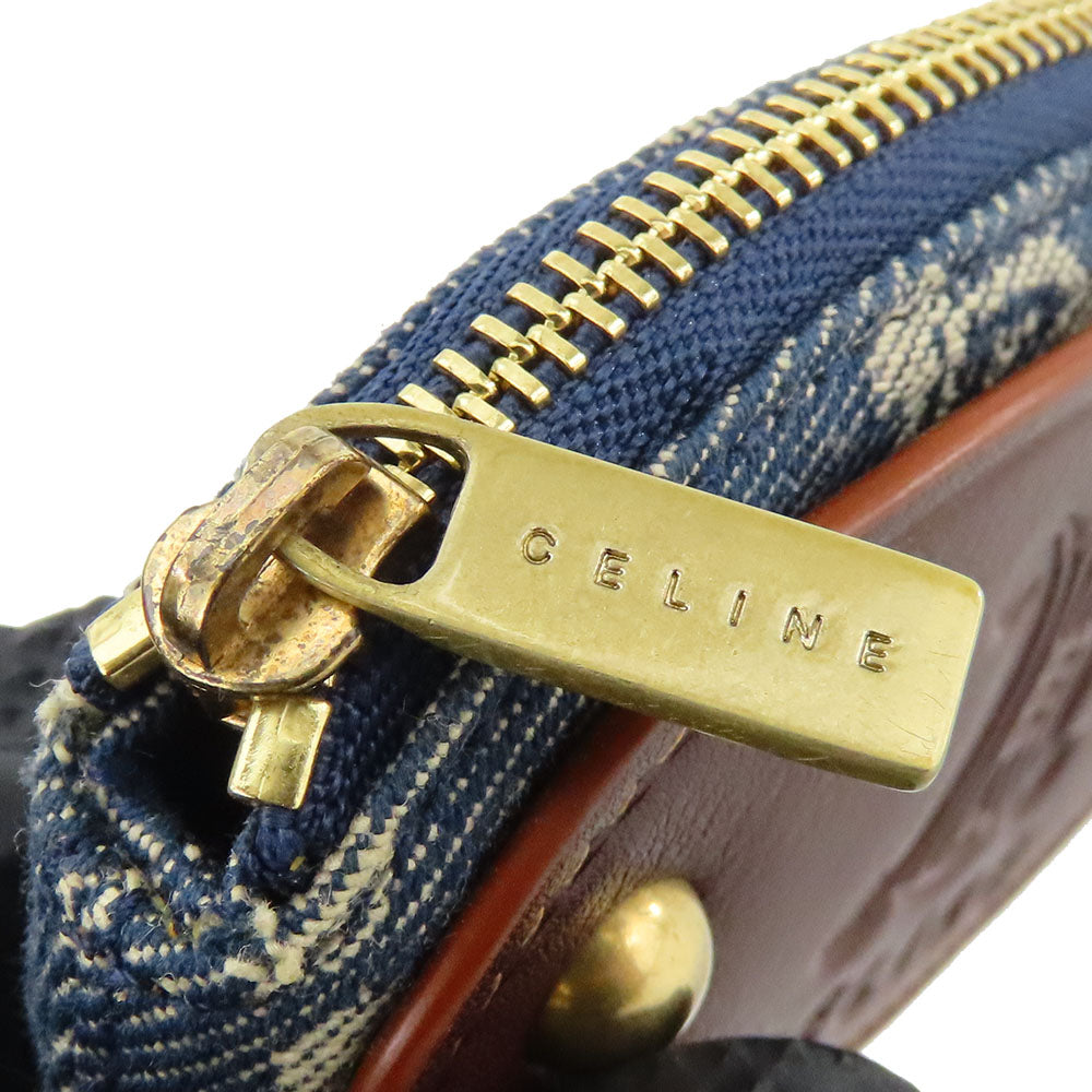 CELINE Coin case Denim, Leather blue Macadam Women Used Authentic