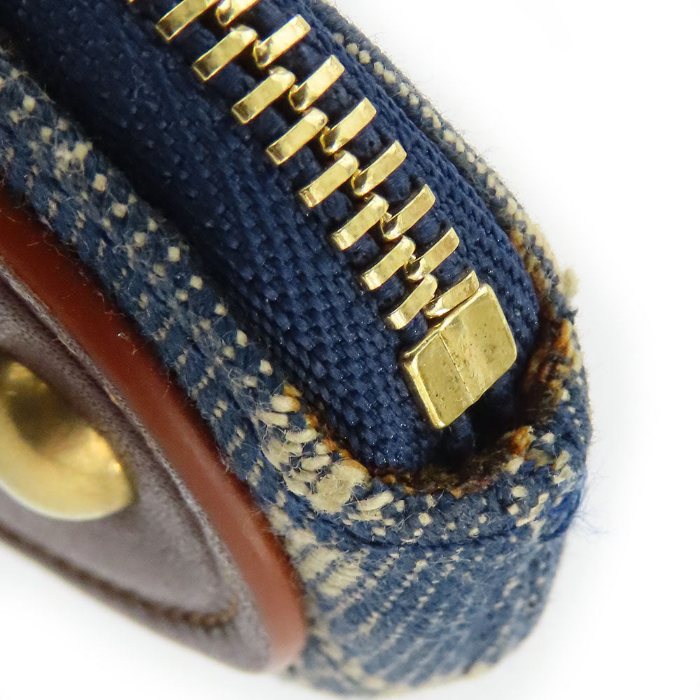 CELINE Coin case Denim, Leather blue Macadam Women Used Authentic