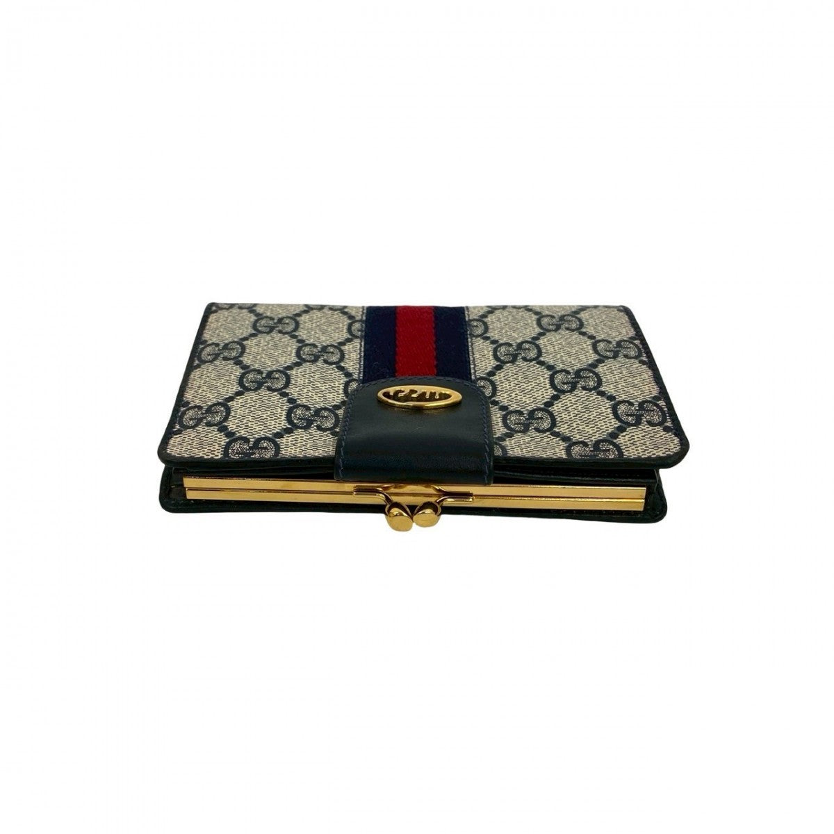 GUCCI Bifold Wallet leather Navy Sherry line