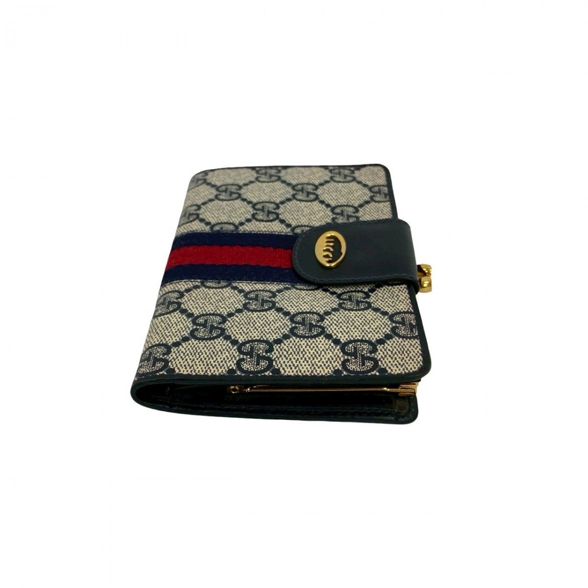 GUCCI Bifold Wallet leather Navy Sherry line