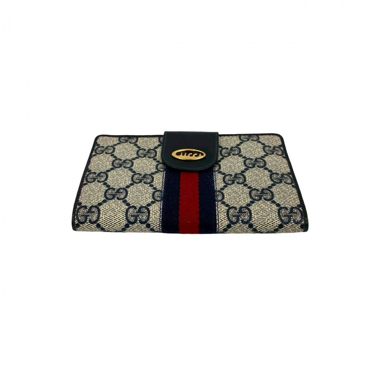 GUCCI Bifold Wallet leather Navy Sherry line