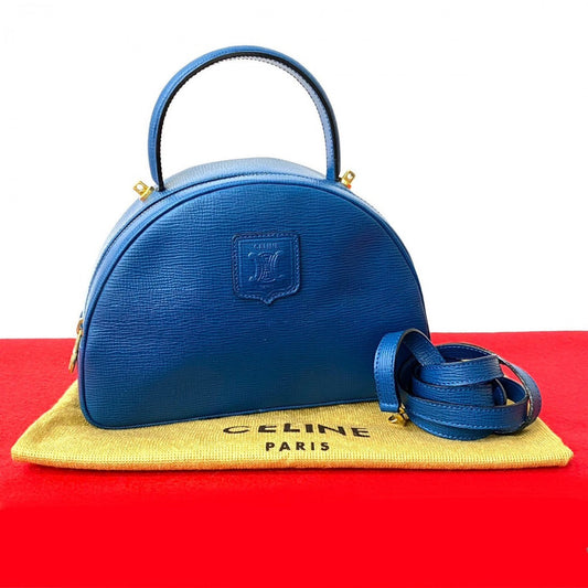 CELINE Shoulder Bag leather blue