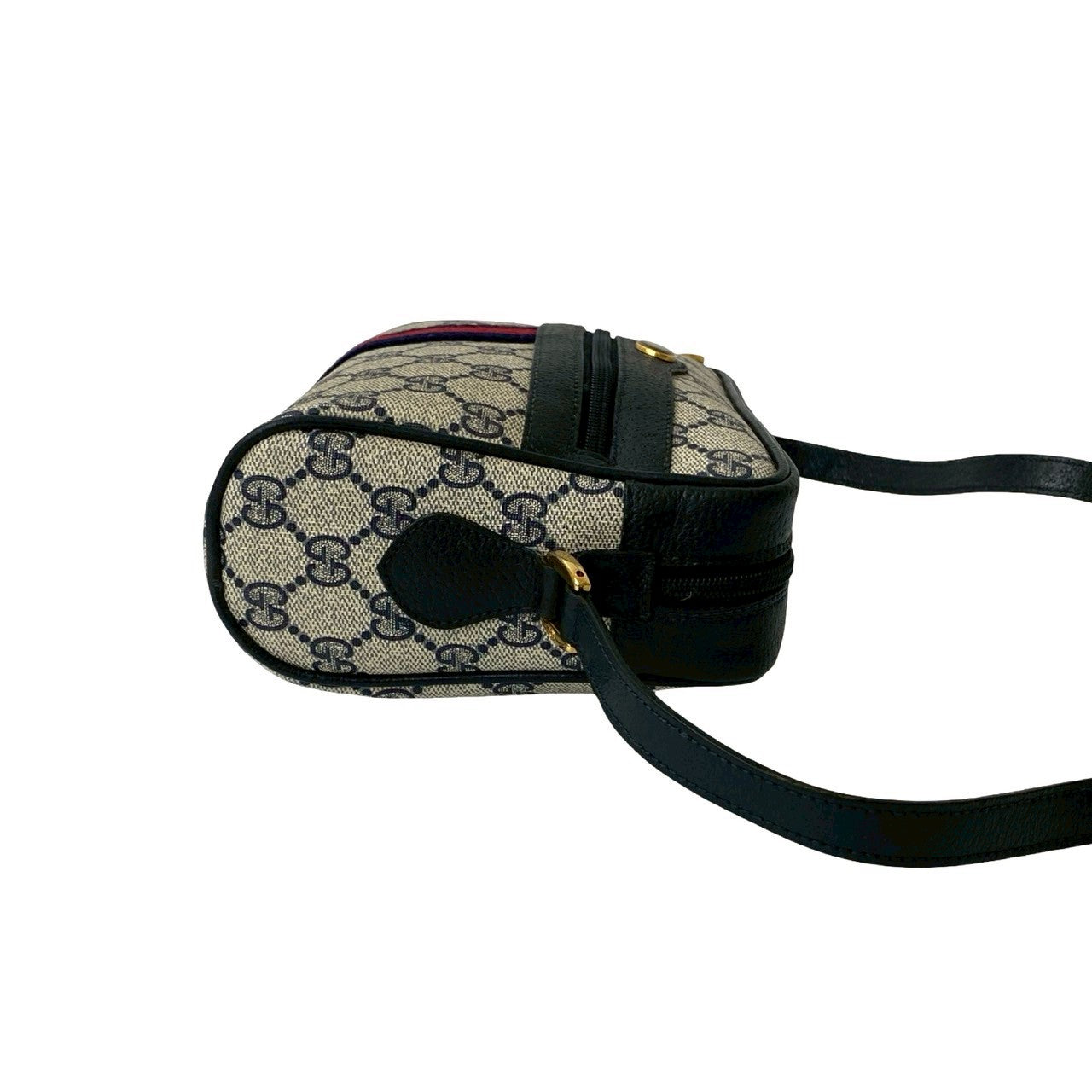 GUCCI Shoulder Bag leather Navy Sherry line