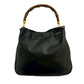 GUCCI Shoulder Bag leather black Bamboo