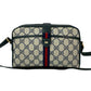 GUCCI Shoulder Bag leather Navy Sherry line